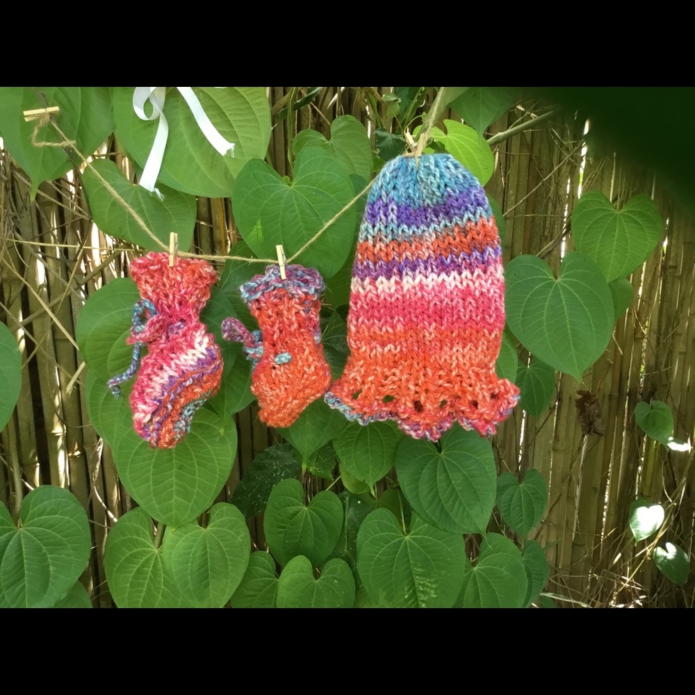 hand knitted baby set